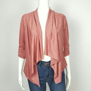 Waterfall Cardigan Blazer Pink Suede‎